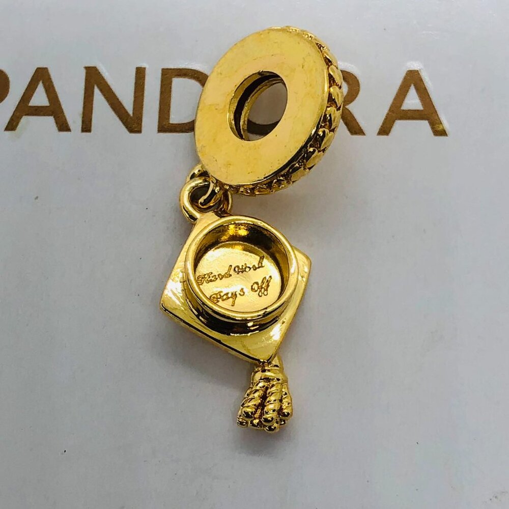 ✨🔥Pandora Graduation Dangle Charm Gold Pendant S925 sterling silver gift